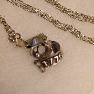 Silver-Tone 1776 Ribbon Liberty Bell Pendant Necklace